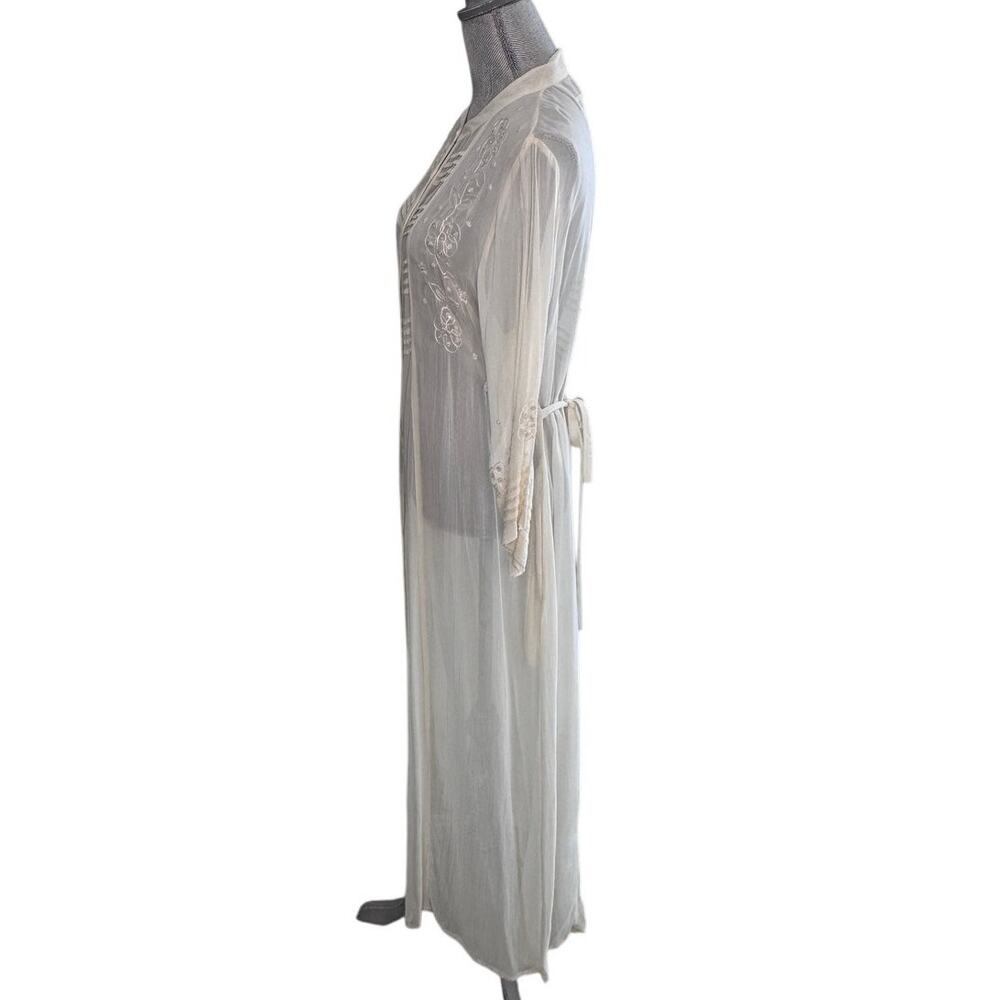 April Cornell Sheer cream robe sequin floral details size medium - Picture 3 of 12